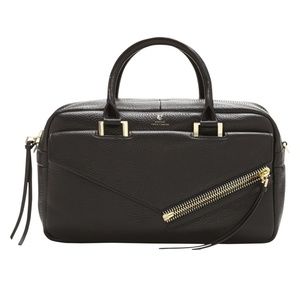 VINCE CAMUTO SIGNATURE BLACK Zip LEATHER SATCHEL
